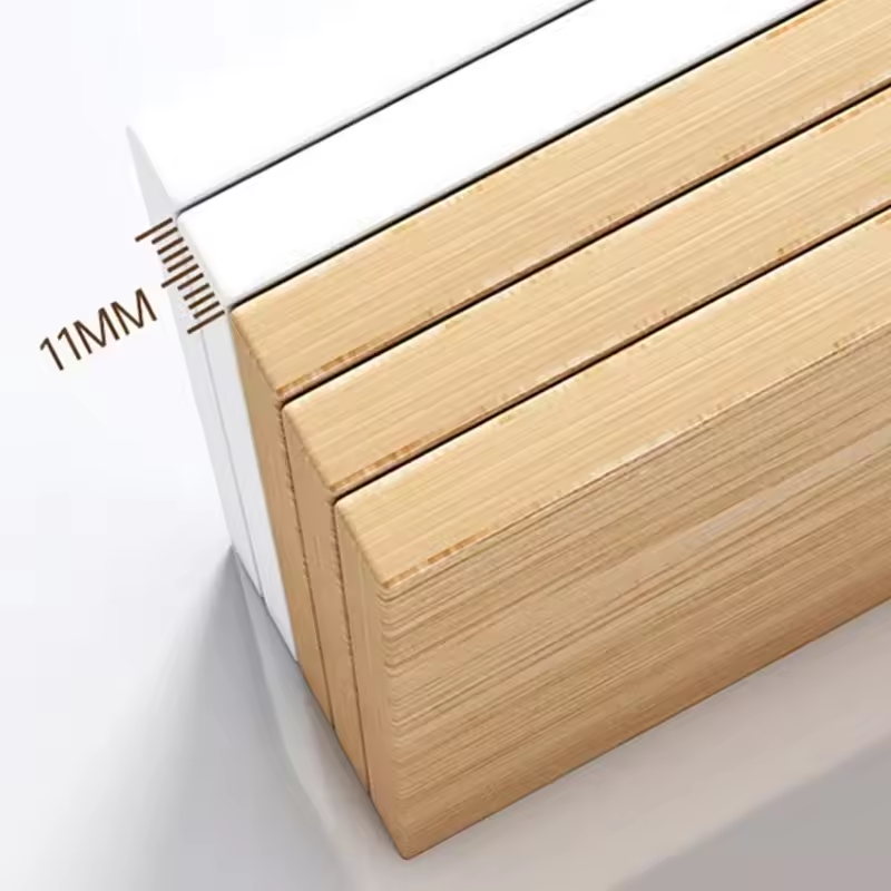 Noptiera moderna cu 2 sertare albă cu blat de lemn