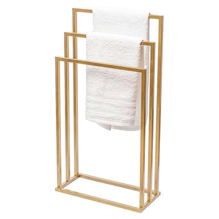 Suport de podea pentru prosoape, finisaj auriu mat, stabil și elegant