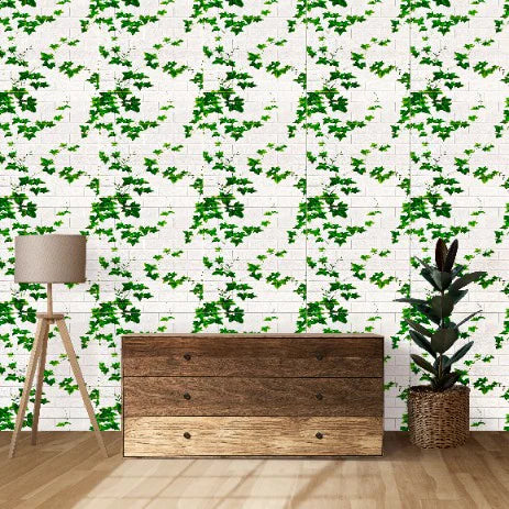 Tapet 3D cărămidă cu iederă 10x panouri autoadezive 4.9mp, 70x70 cm