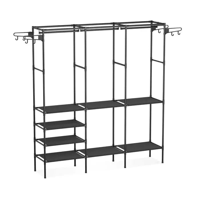 Dulap pliabil, structura metalica, rafturi multiple, alb, 162x43x173 cm