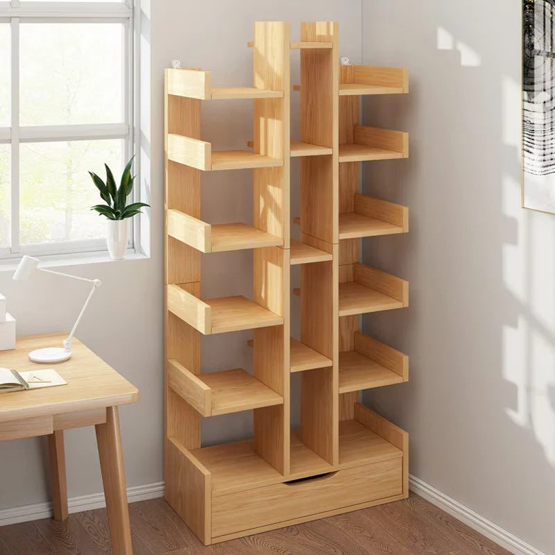 Biblioteca Tree of Knowledge cu 18 rafturi si sertar, 51x18x168cm - Lemn