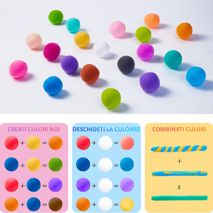 Plastilină copii ușor de modelat set complet 12 culori