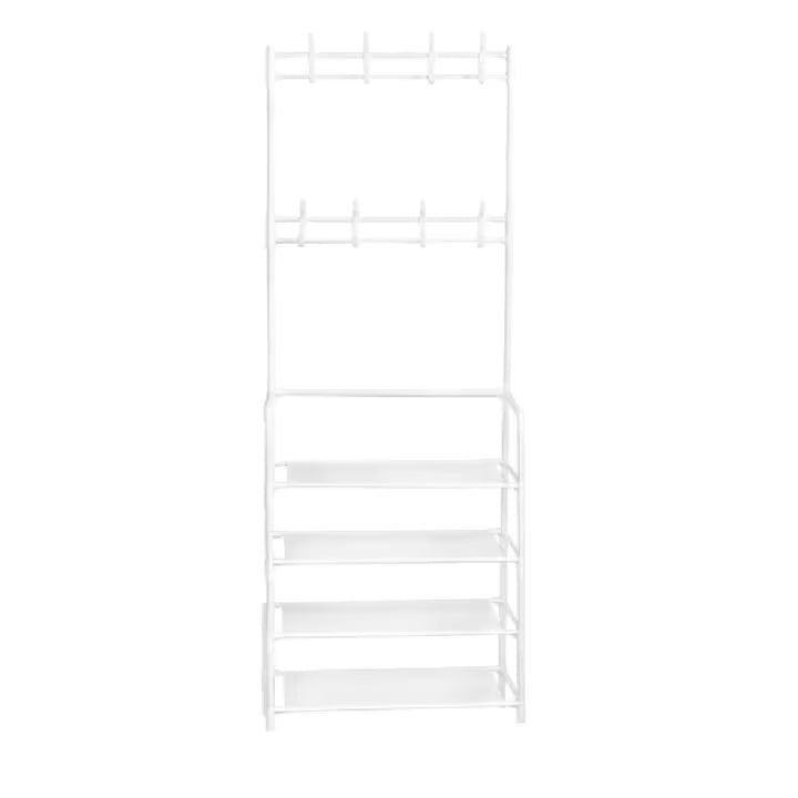 Cuier multifuncțional 5 rafturi pentru pantofi, alb 80 cm