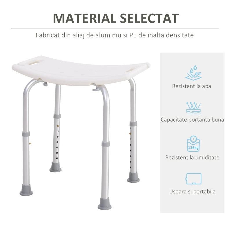 Scaun duș antialunecare reglabil 50x36x39.5–56.5 cm