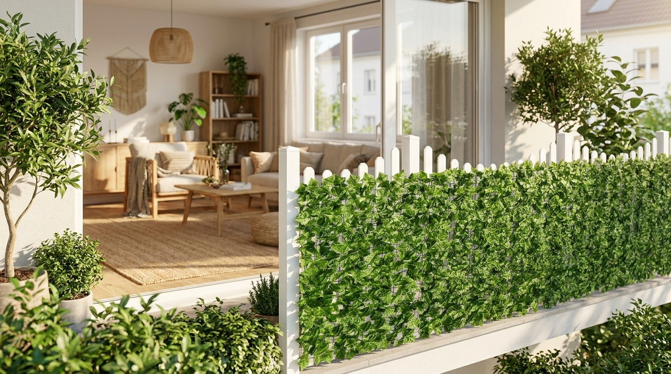 Gard artificial verde cu frunze