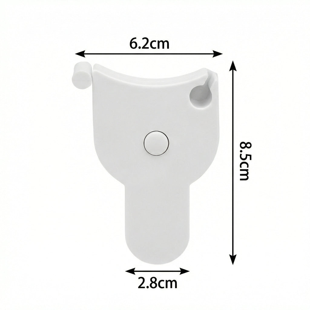 Carcasa benzii de măsurat, cu cotele marcate: 6,2 x 8,5 cm și 2,8 cm