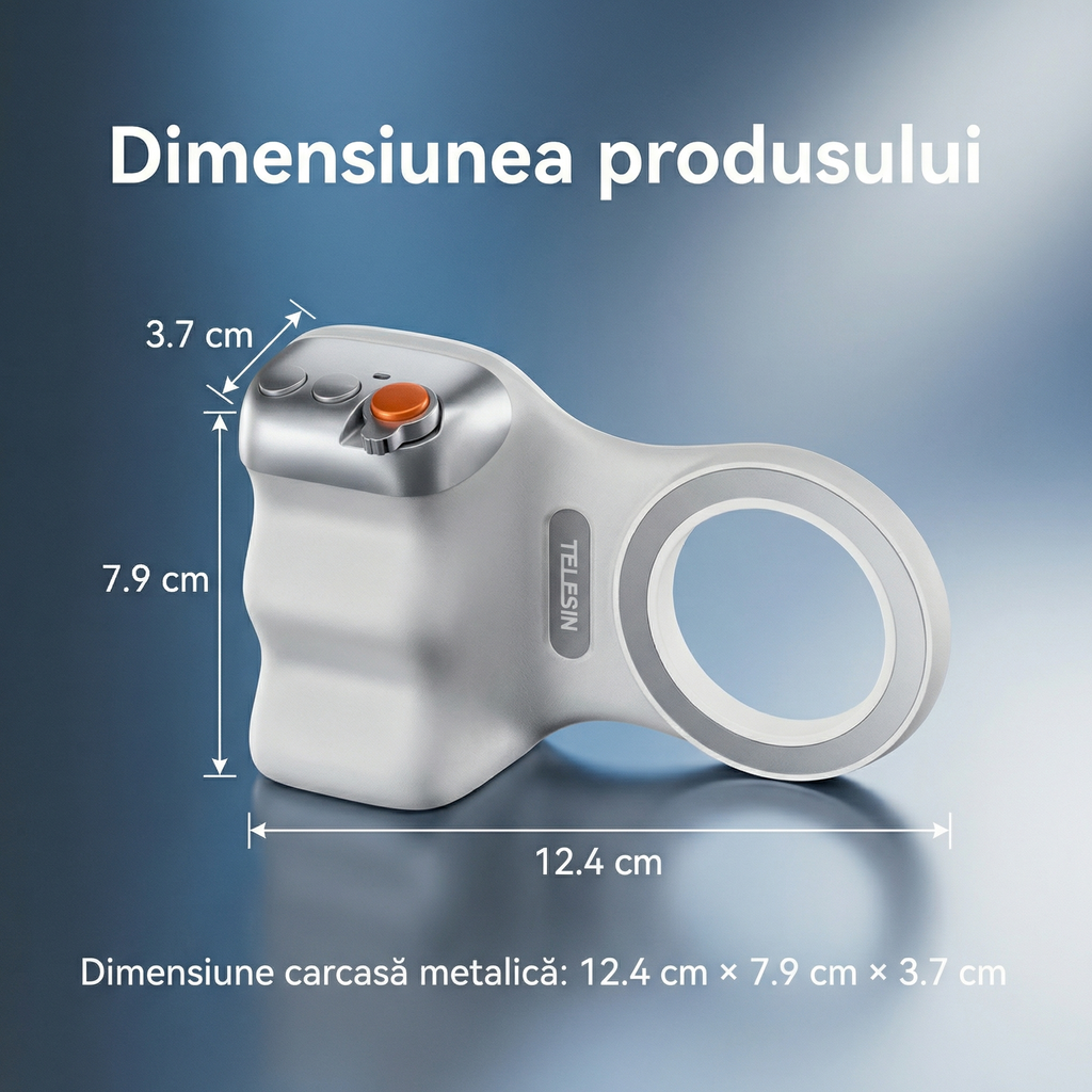 Grip-ul foto magnetic cu cotele marcate: 12,4 x 7,9 x 3,7 cm