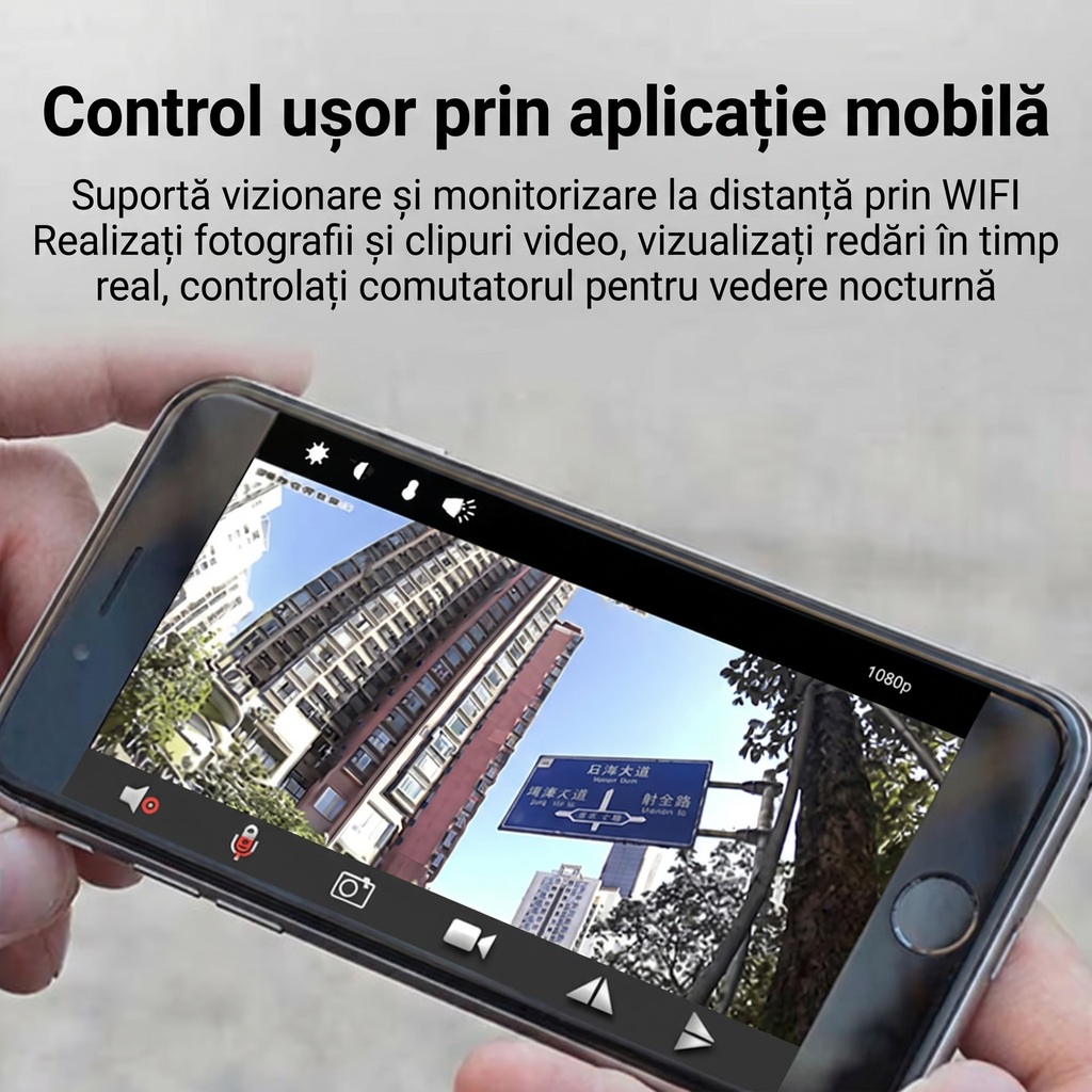 Imaginea live de la cameră, afișată în aplicația de pe telefon