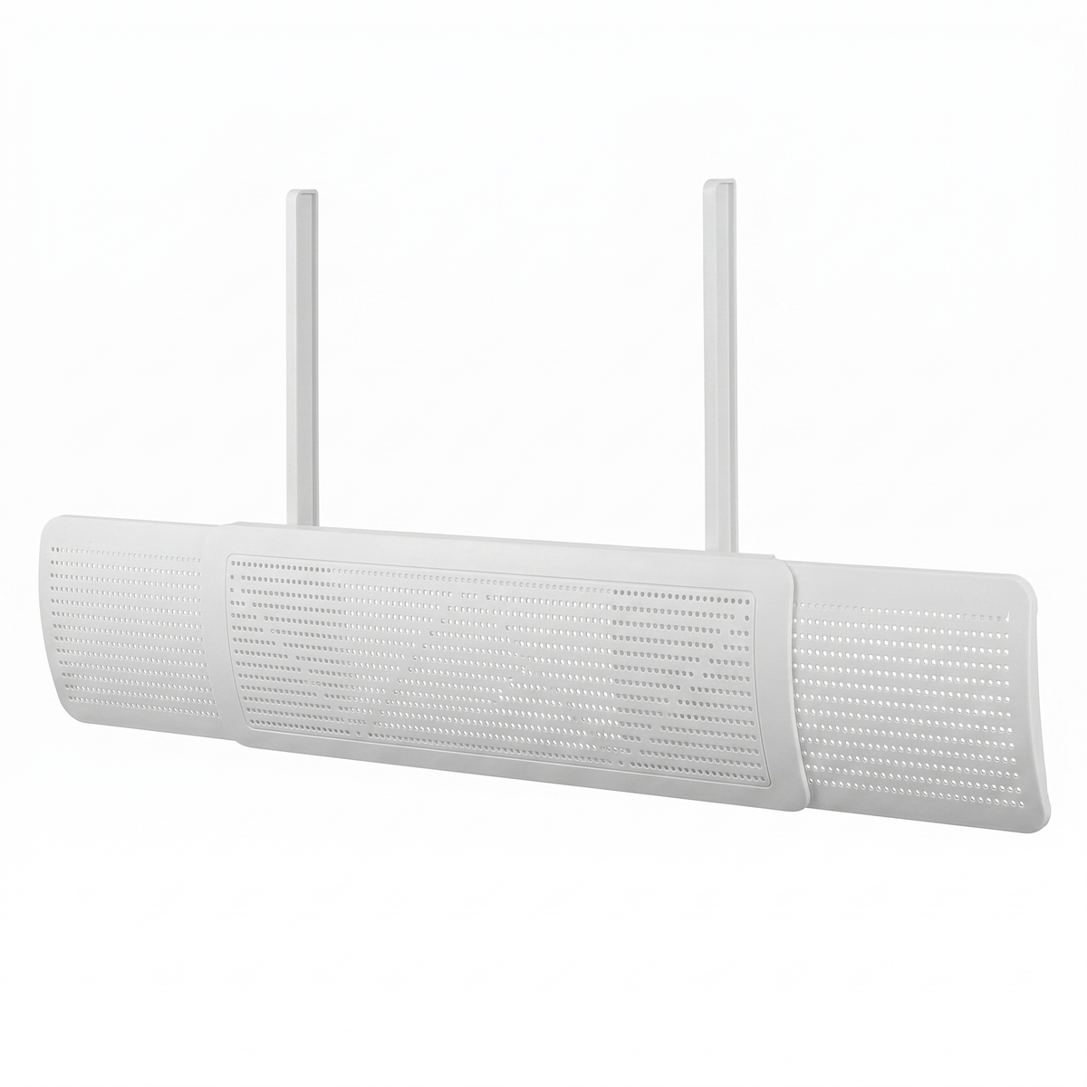 Deflector alb perforat pentru aer condiționat, din trei bucăți, pe fundal alb