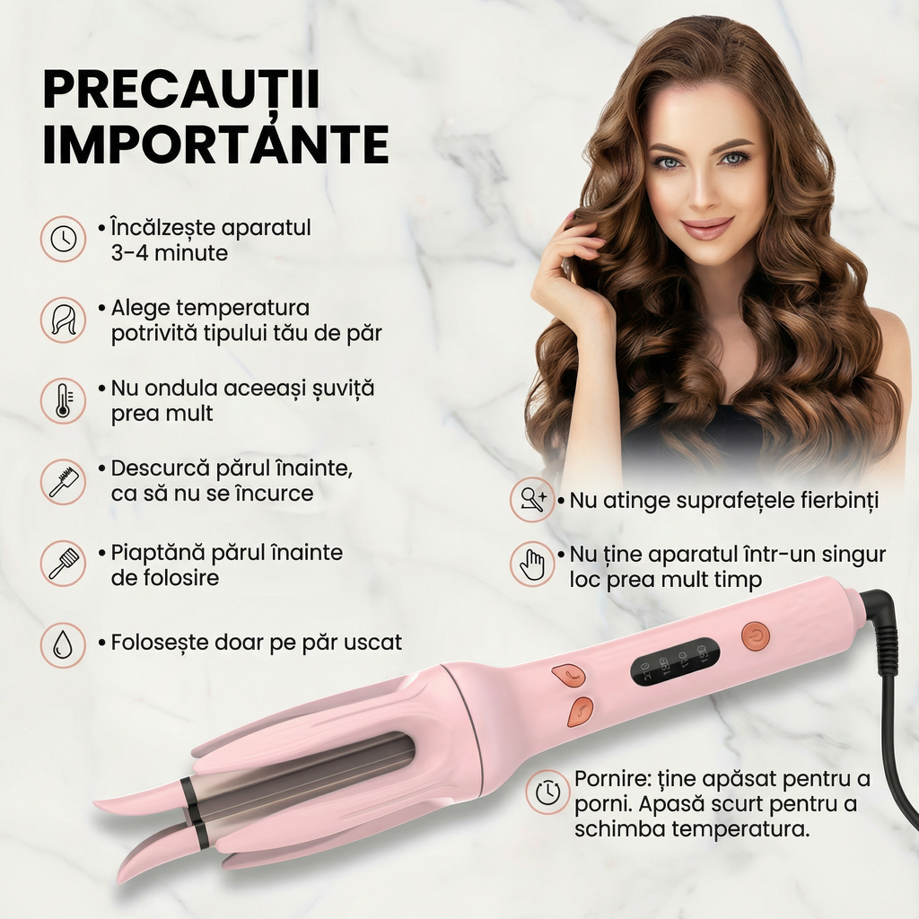 Precauții de folosire a ondulatorului rotativ: încălzire, temperatură, păr uscat