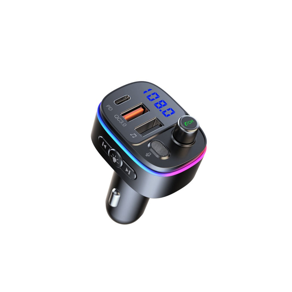 Modulator FM Bluetooth pentru masina, 3 porturi, mp3 player, lumini ambientale