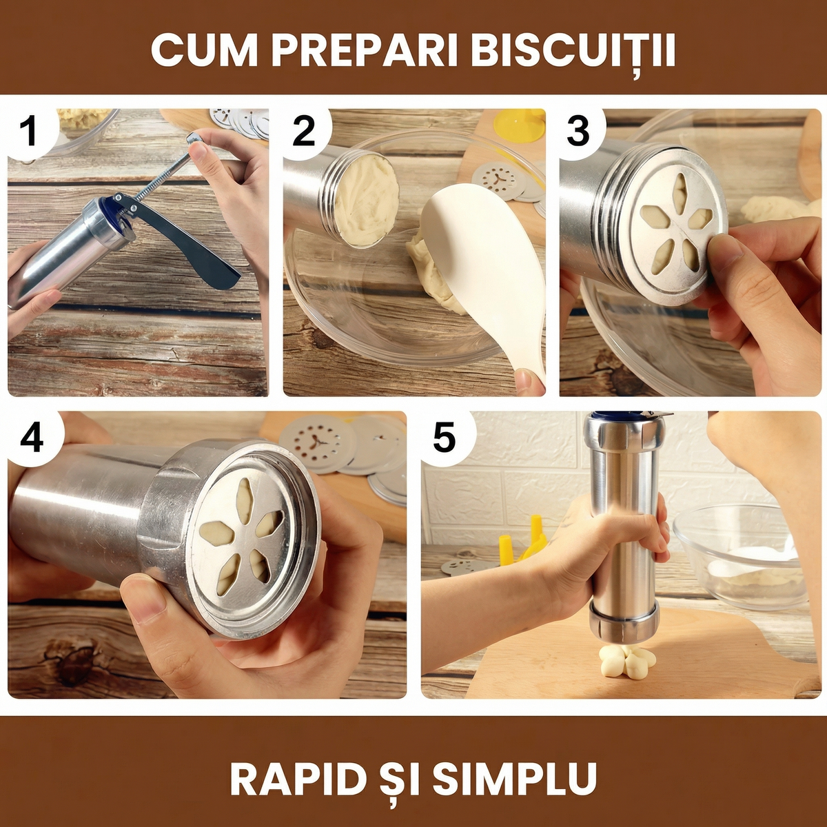 Pașii de folosire a presei de biscuiți