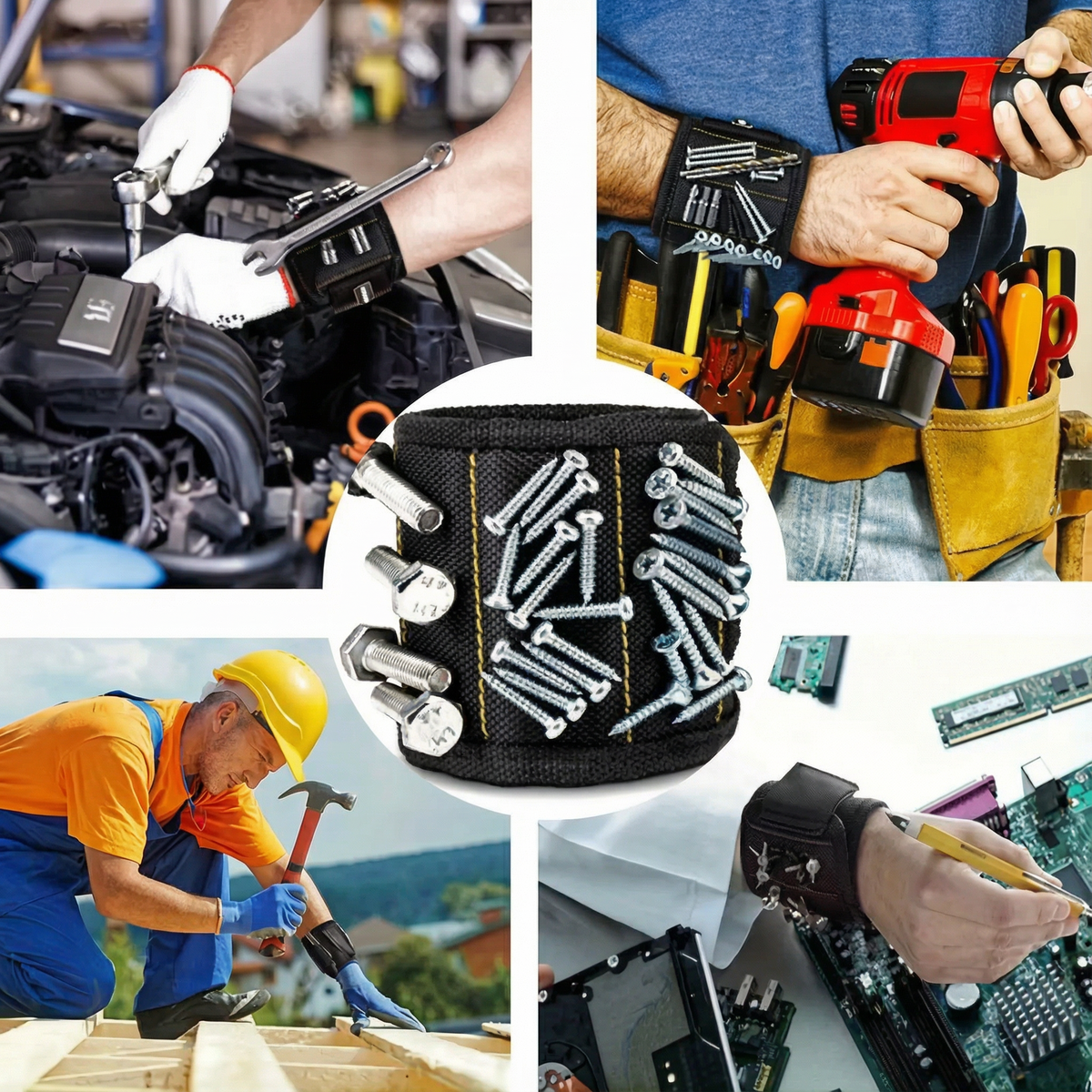 Brățara magnetică purtată la mecanică auto, construcții și reparații electronice