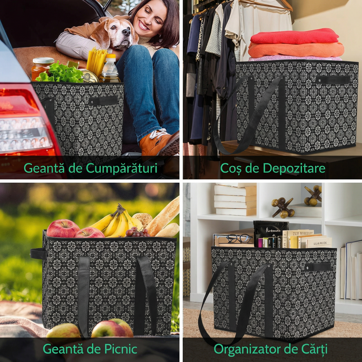 Cele patru folosiri ale coșului: cumpărături, depozitare, picnic și cărți