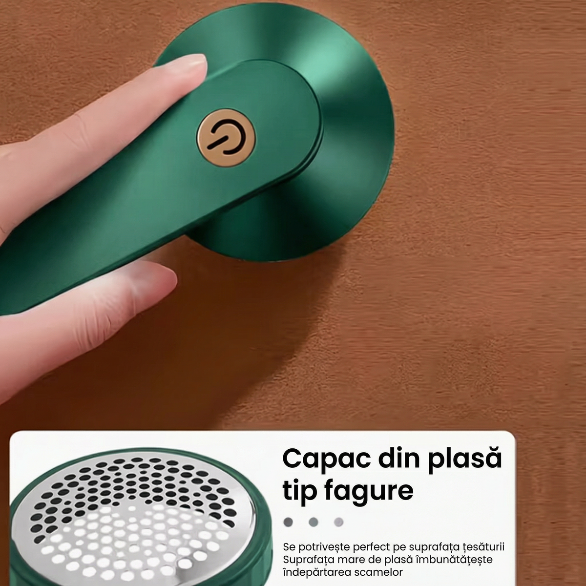 Aparatul de scos scame cu capacul din plasă tip fagure