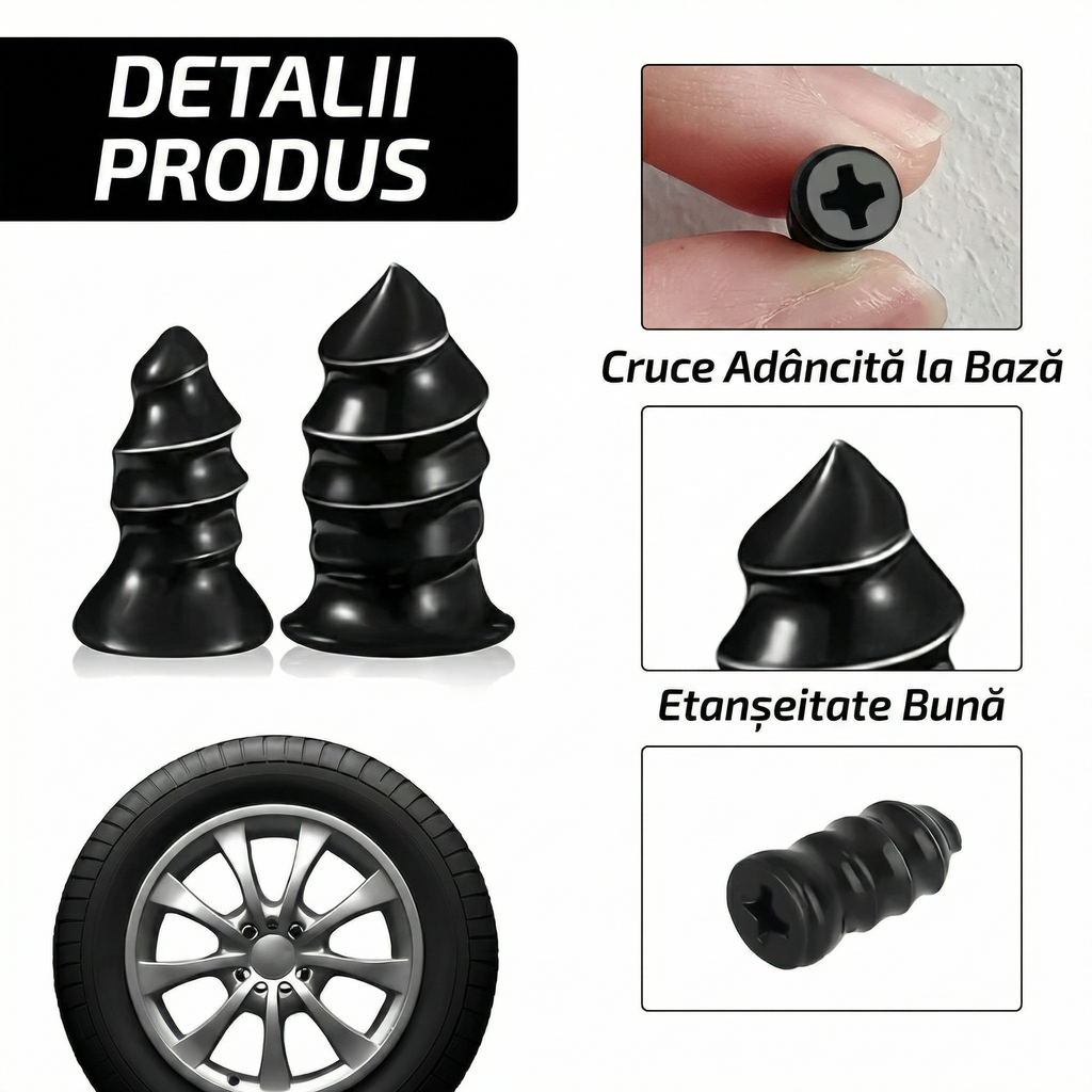 Două cuie de reparație de mărimi diferite, cu detalii pe capul în cruce și pe vârf