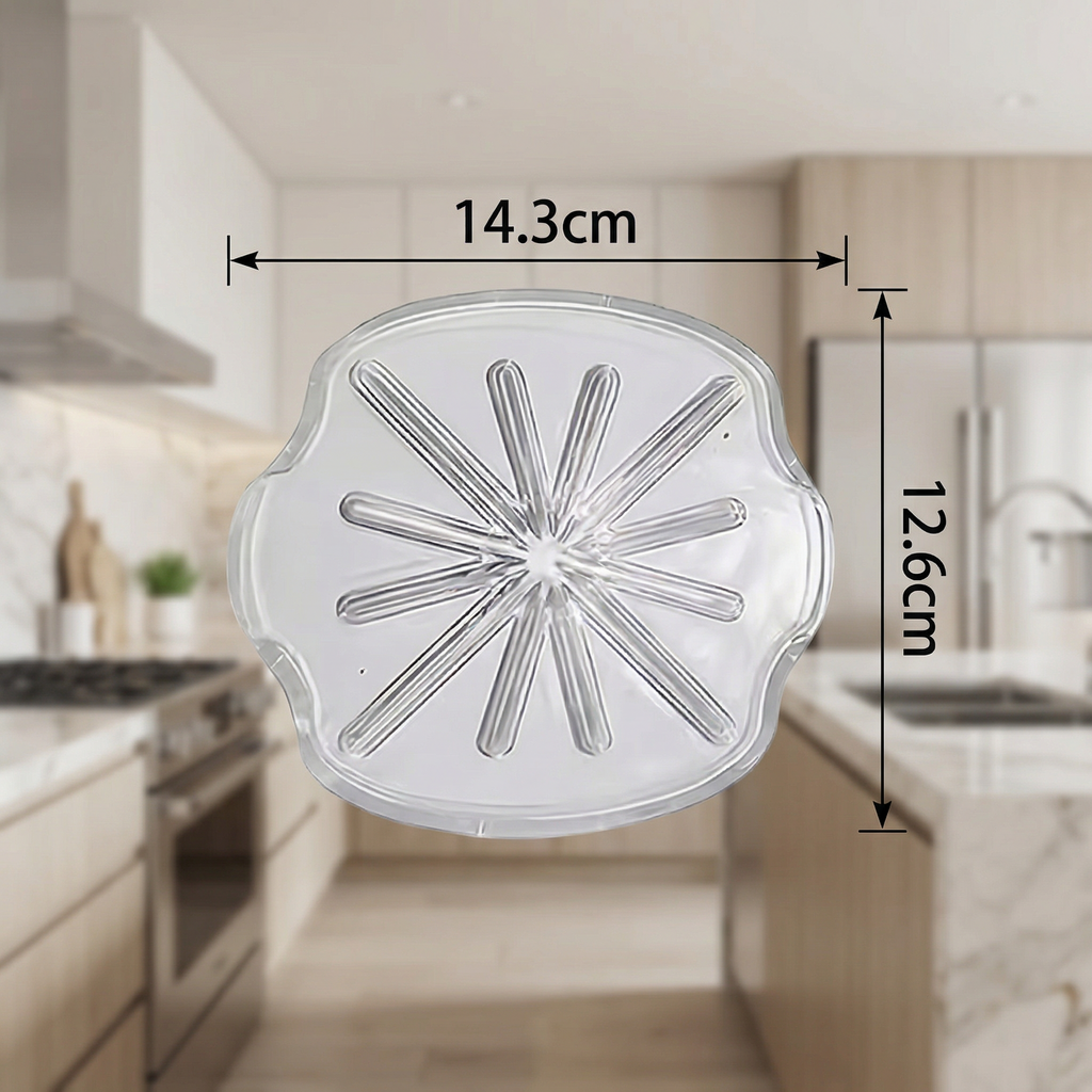 Capac anti-stropire transparent pentru mixer, cu cotele marcate: 14,3 x 12,6 cm