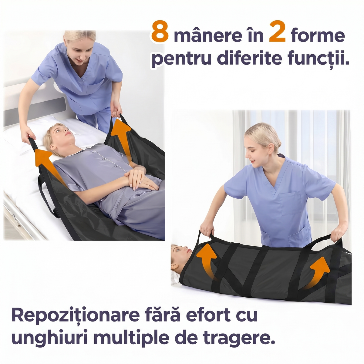 Cele 8 mânere în 2 forme, folosite de o îngrijitoare