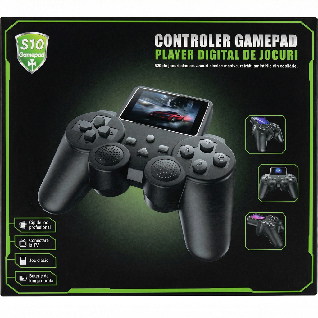 Cutia consolei portabile retro, cu specificațiile tipărite