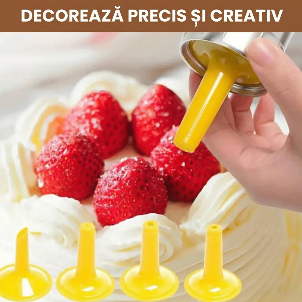 Tort ornat cu cremă cu duzele presei