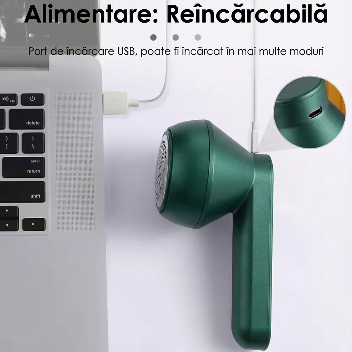 Aparatul de scos scame la încărcat prin USB de la laptop