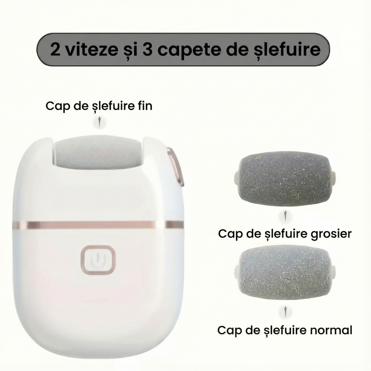 Pila electrică cu cele trei role de șlefuire: fină, normală, grosieră