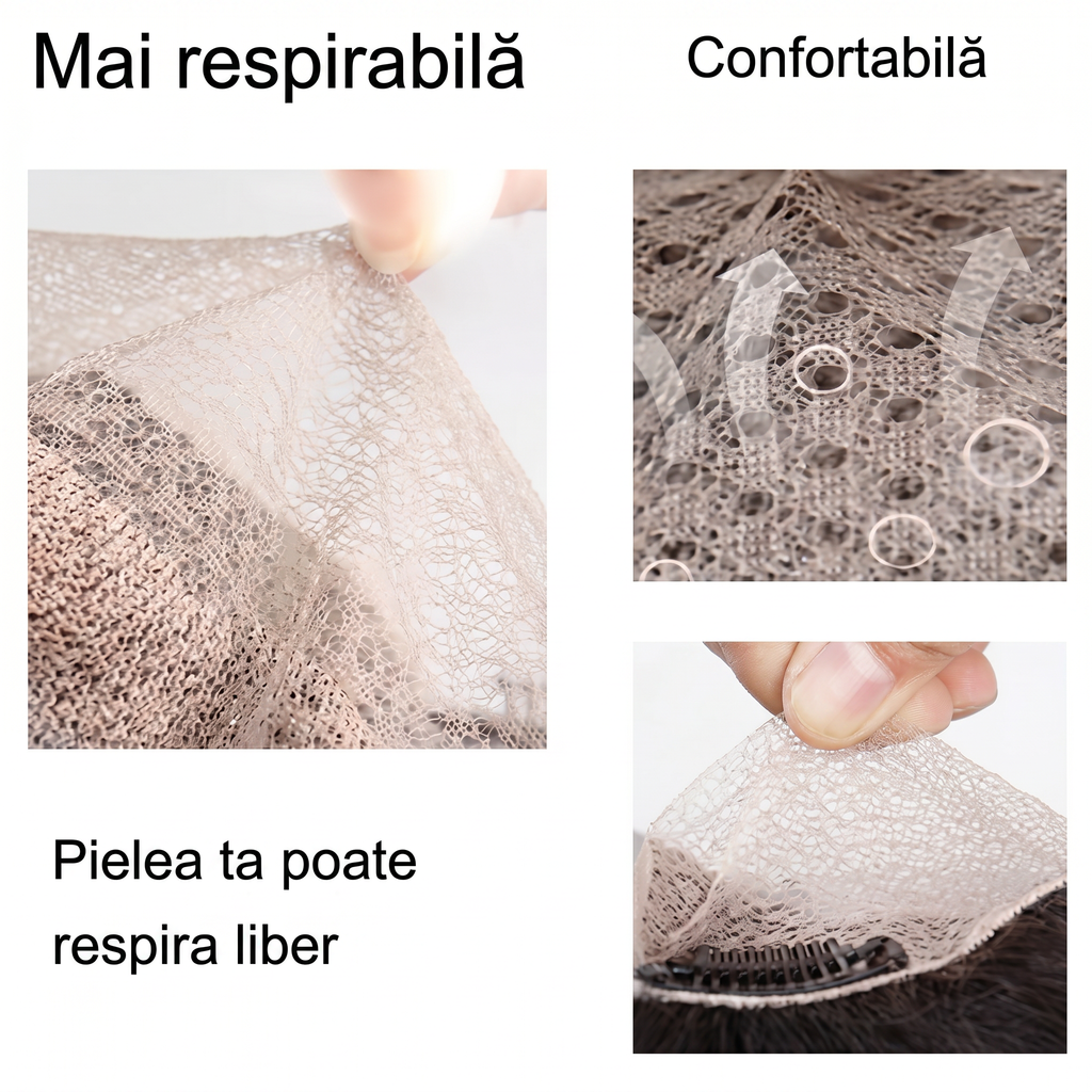 Șase pași de montare a topperului pe creștet, cu prinderea clipsurilor în păr