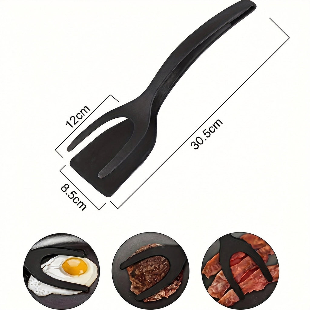 Spatula neagră cu cotele marcate: 30,5 cm lungime, cap de 12 x 8,5 cm
