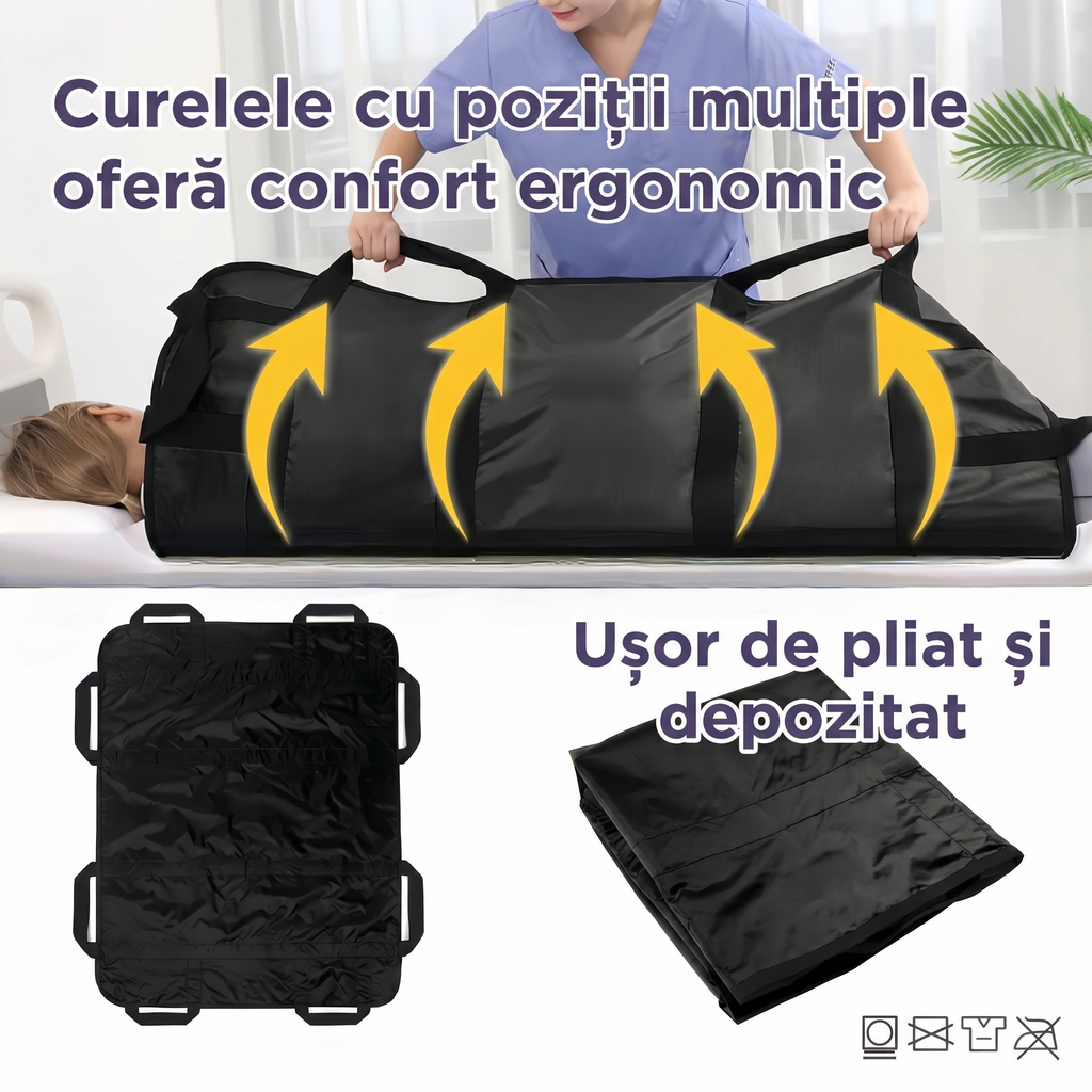 Husa trasă de mâner; pliată pentru depozitare