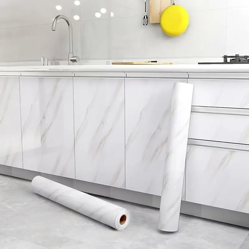 Tapet autoadeziv premium cu model marmura pentru blaturi, mobilier si bucatarie, hartie tapet alba