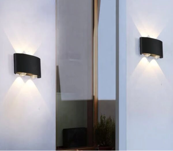 Aplica perete exterior LED 4W, finisaj negru, modern, alb cald