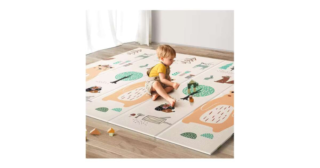 Covoraș de joacă pliabil 150x200cm dublu față – Animale din pădure