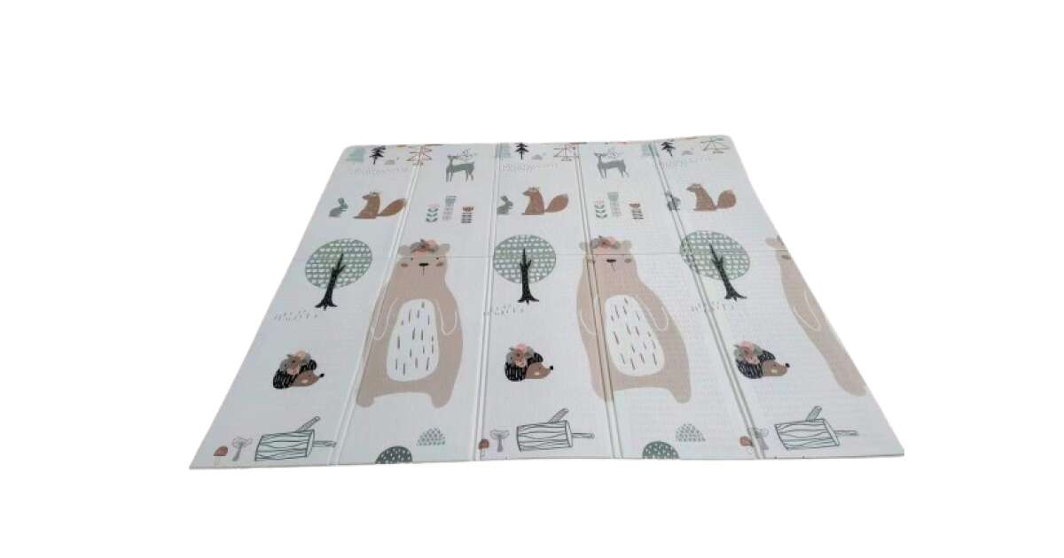 Covoraș de joacă pliabil 150x200cm dublu față – Animale din pădure
