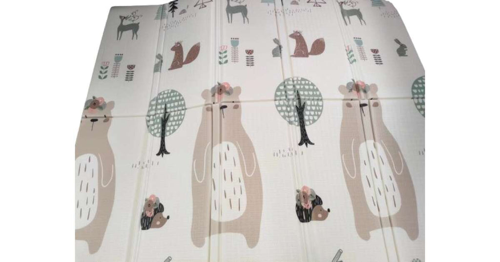 Covoraș de joacă pliabil 150x200cm dublu față – Animale din pădure