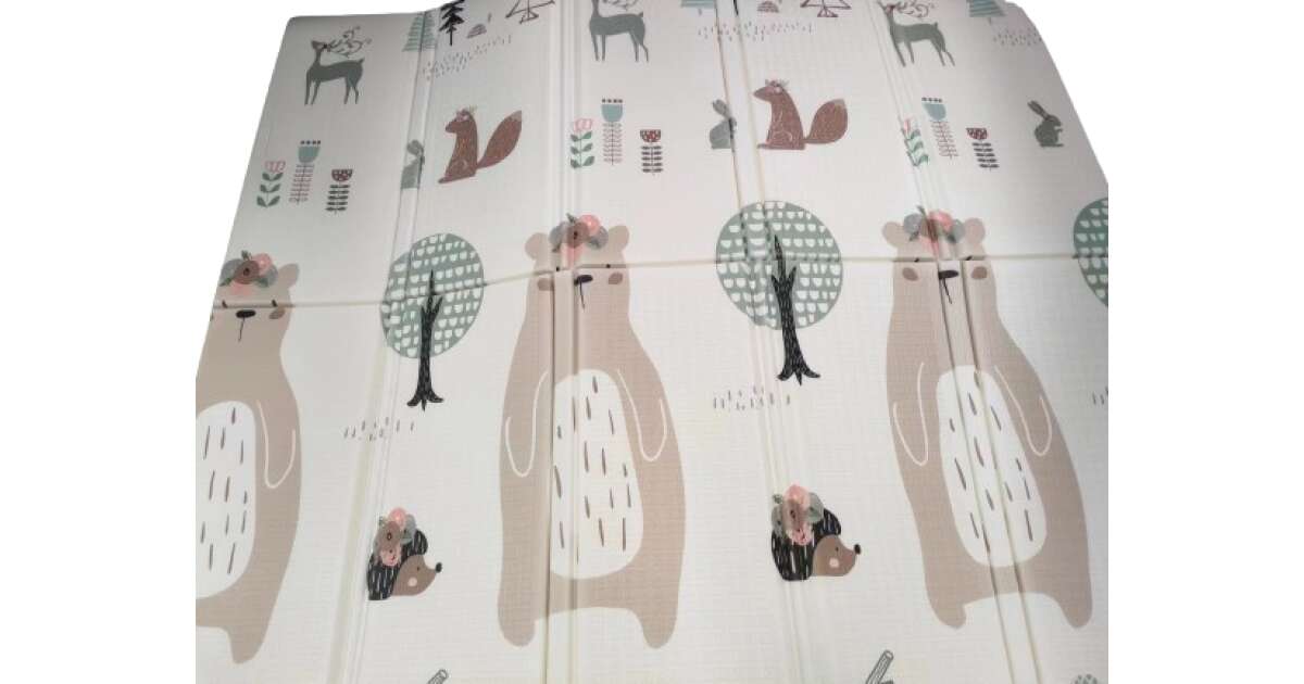 Covoraș de joacă pliabil 150x200cm dublu față – Animale din pădure