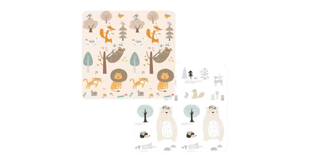 Covoraș de joacă pliabil 150x200cm dublu față – Animale din pădure