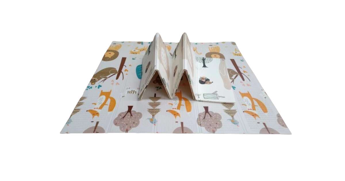 Covoraș de joacă pliabil 150x200cm dublu față – Animale din pădure
