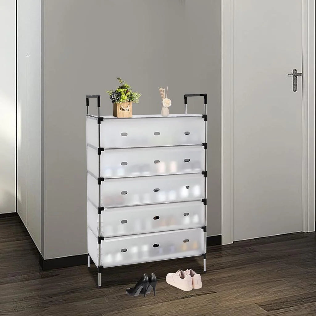 Raft pliabil pentru pantofi cu 5 niveluri, organizator incaltaminte pentru hol si dressing