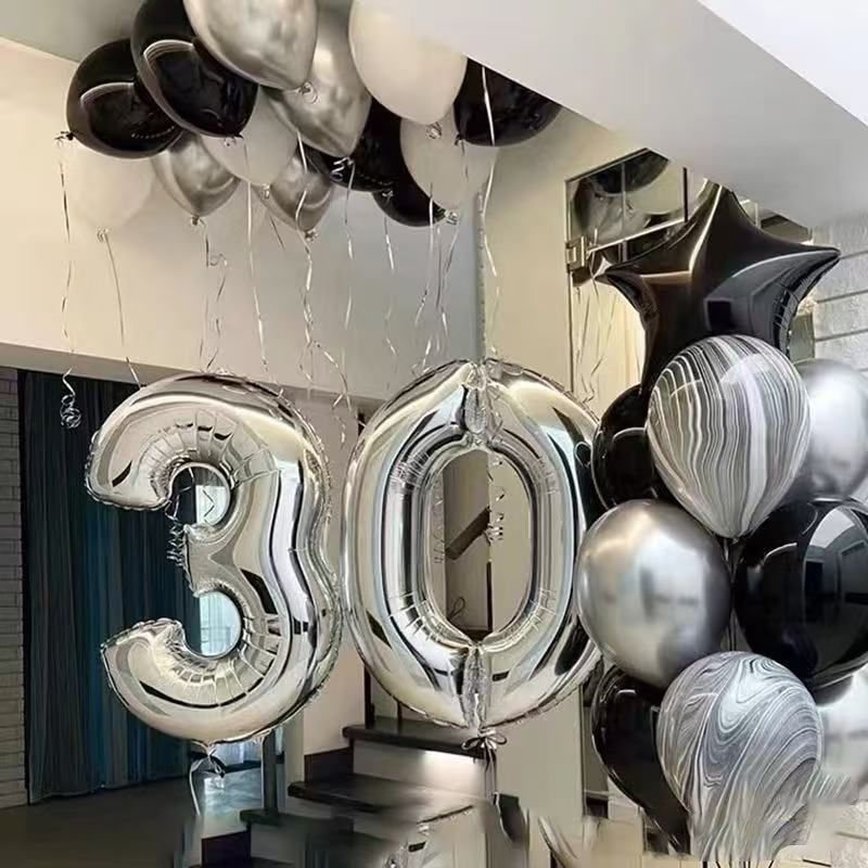 Balon din folie argintie, cifra aniversara 0, 80 cm