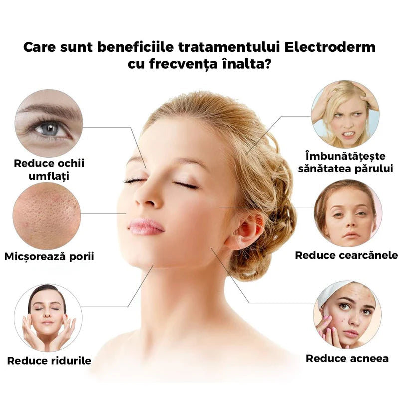 Electroderm multifunctional, aparat tratament acnee si riduri, frecventa inalta, lifting facial si scalp