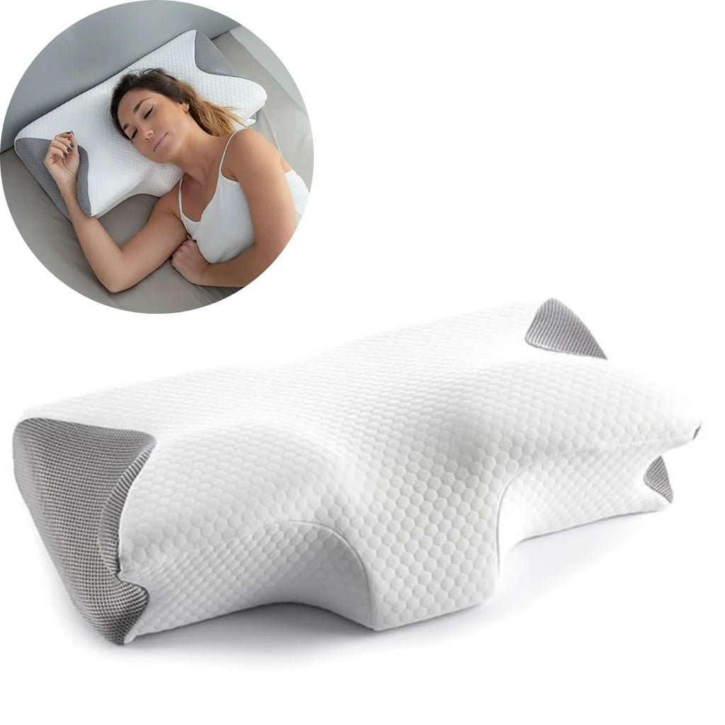 Perna ortopedica cervicala din spuma cu memorie, suport gat si coloana, pentru somn odihnitor