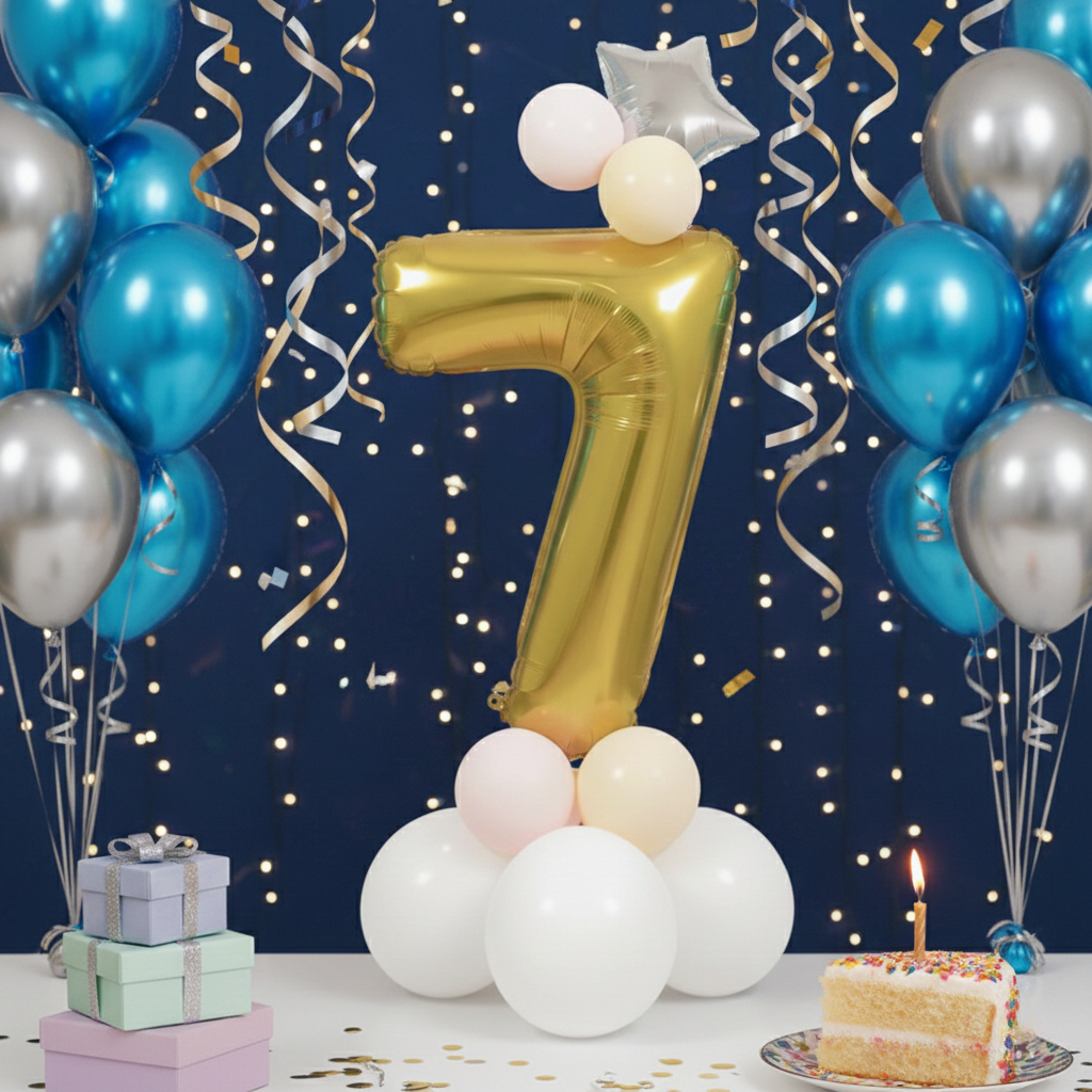 Balon din folie, cifra aniversara 7, 80 cm