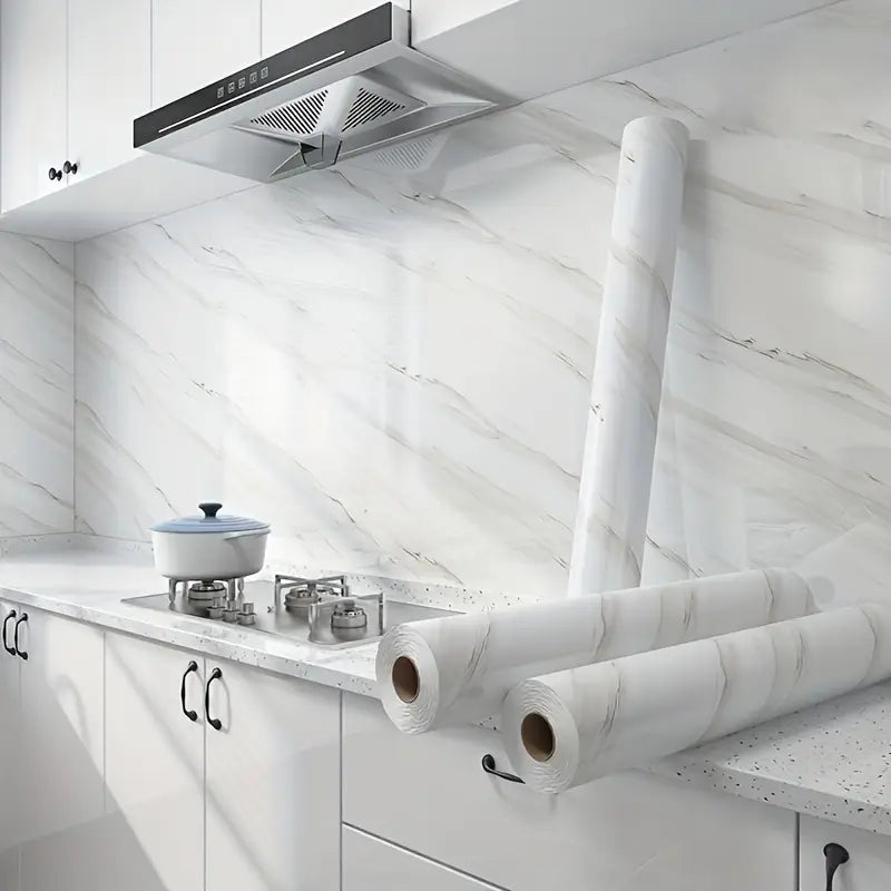 Tapet autoadeziv premium cu model marmura pentru blaturi, mobilier si bucatarie, hartie tapet alba