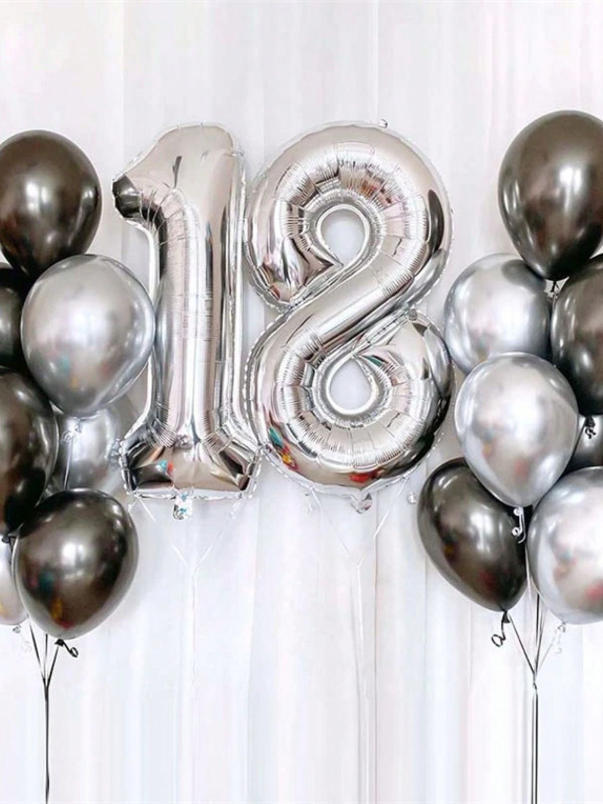 Balon din folie argintie, cifra aniversara 8, 90 cm