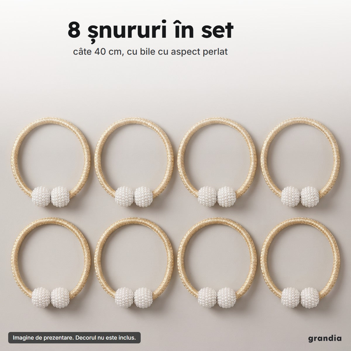 Ce primești în set: 8 șnururi magnetice aurii, închise în cerc