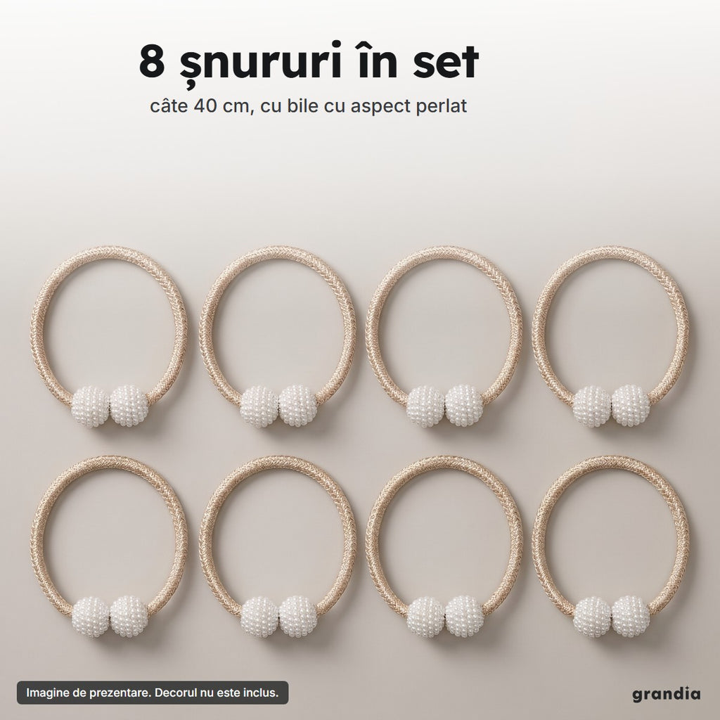Ce primești în set: 8 șnururi magnetice bej, închise în cerc