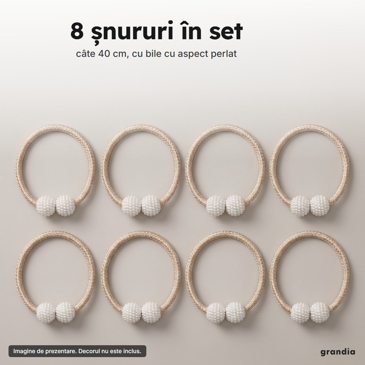 Ce primești în set: 8 șnururi magnetice bej, închise în cerc