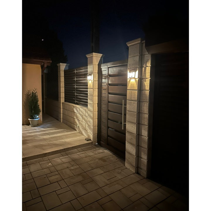 Lampa solara de perete tip felinar, senzor miscare, negru