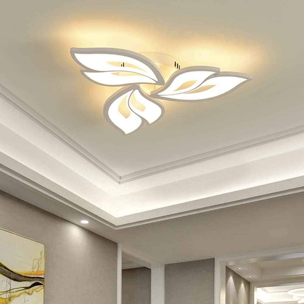 Lustra LED tavan moderna ANEMONE alba, cu telecomanda, echivalent 300 W, design floare 50 cm