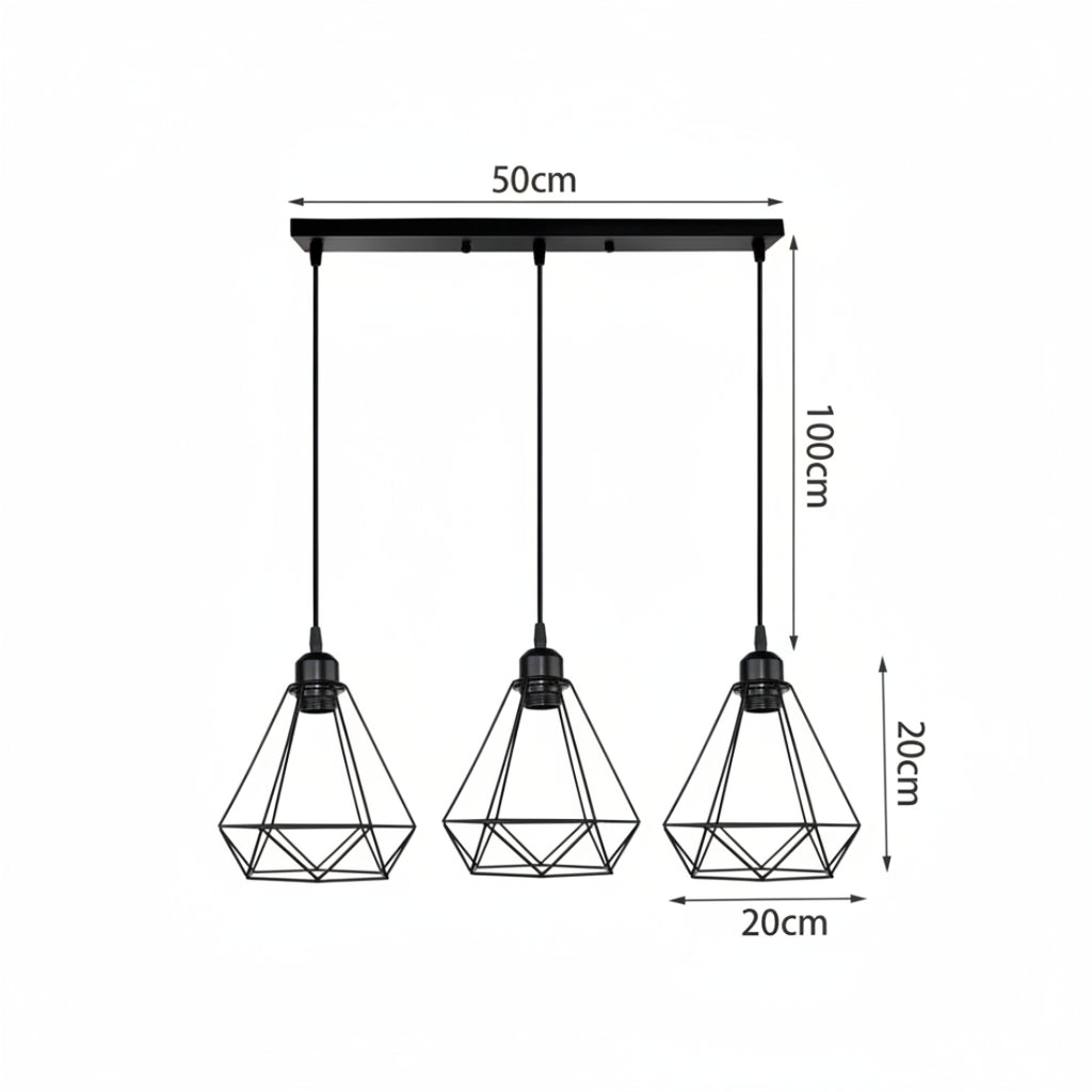 Lustră suspendată liniară, design vintage industrial